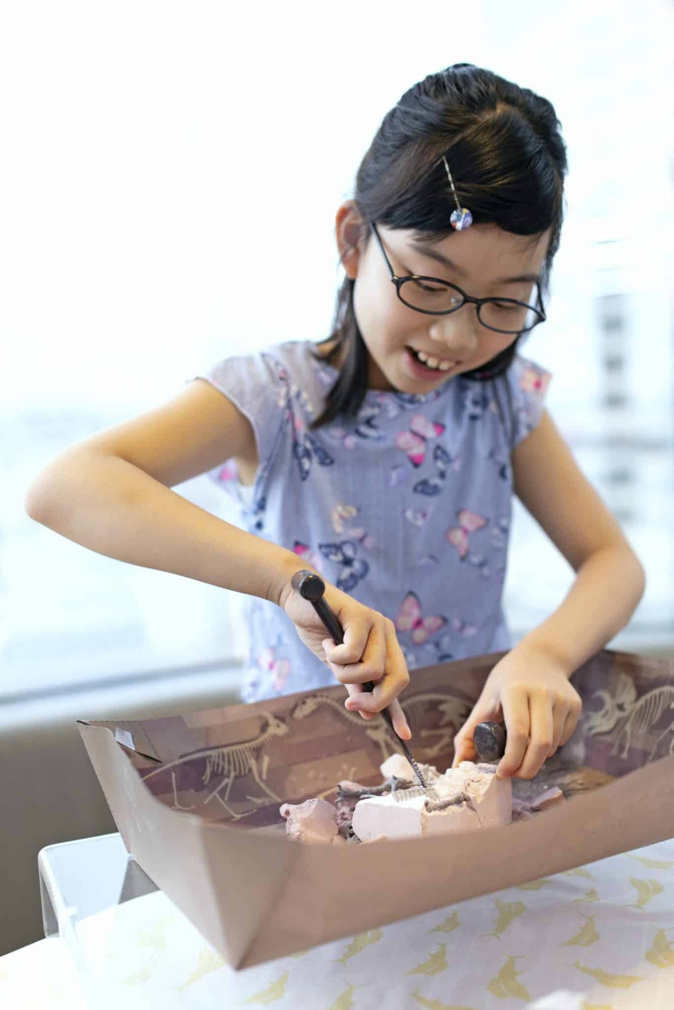 חפירת שלד דינוזאור Velociraptor