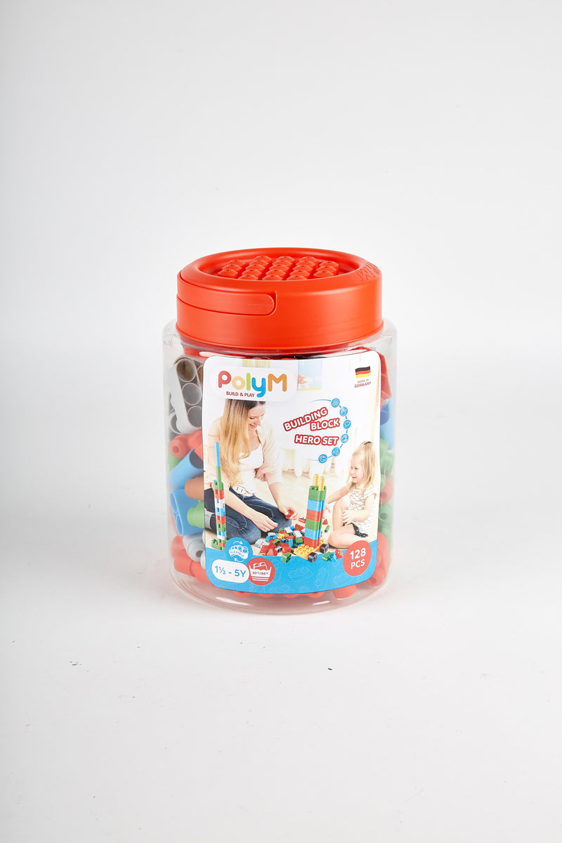 ערכת בנייה איכותית 128 חלקים - PolyM תוצרת גרמניה